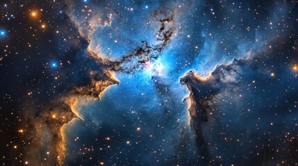 Fototapeta premium A beautiful galaxy background with planets, stars, and nebulae, with the planet Mars in the center.