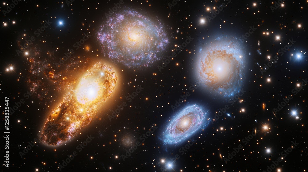 Wall mural a beautiful galaxy background with planets, stars, and nebulae, with the planet mars in the center.