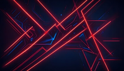 Abstract Geometric glowing red neon lights background