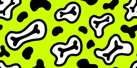 Dog Bone vector dog paw doodle Seamless pattern. Packaging paper design, pet food accessories package.