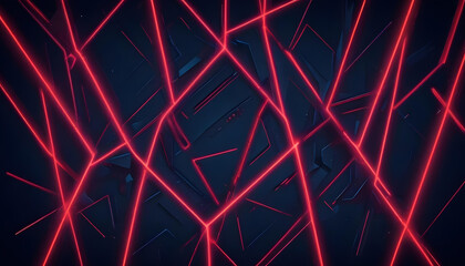Abstract Geometric glowing red neon lights background