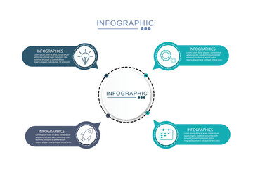 Vector infographic label design with circle infographic template design and 4 options or steps. vector illustration.