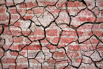 Background of brick wall with crack