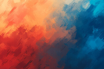 A painterly abstract background with bold acrylic brush strokes in vibrant red, orange, and blue tones. A raw and expressive art style, with visible texture and depth. Ideal for artistic and creative