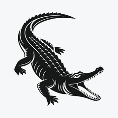 Fototapeta premium Crocodile black silhouette vector illustration