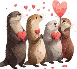 Four Otters Valentine's Day