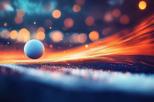 Fast-moving golf ball in blurred motion