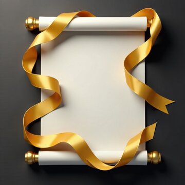 Golden ribbon draped elegantly around a metallic silver scroll , gold, ribbon, ornamentation