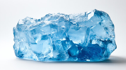 Rough blue ice block with a frosty, crystalline surface and natural cracks, showcasing a cool, textured