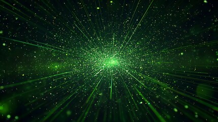 Fototapeta premium Abstract Green Particle Light Burst Background