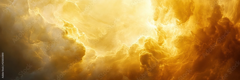 Poster swirling yellow and gray clouds create a dense atmosphere on venus under glowing sunlight. generativ