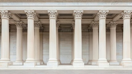 Naklejka premium Row Of Classic White Columns In Ancient Building