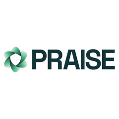The Praise logo features a shield-shaped symbol, designed for a strong and modern tech identity.