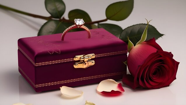  valtenine,s ring with gift box and rose bollon