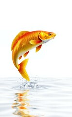 Vibrant Goldfish Jumping Out of Water