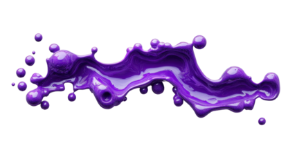 Splashing purple liquid on transparent background creating abstract shapes
