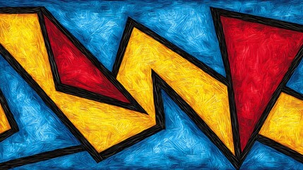 Colorful Abstract Geometric Patterns with Bold Lines and Texture