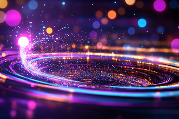 Abstract representation of a quantum clock with glowing energy pulses and interconnected particles in space, symbolizing precise time ticks and supercooled quantum gates