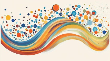 Fototapeta premium Abstract chromatic wave with circular data points for visual analysis