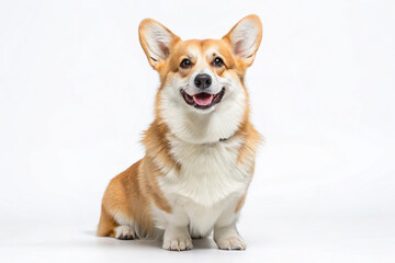 Adorable Corgi Dog Sitting and Smiling Isolated On a White Background