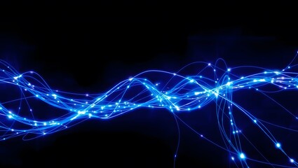 Blue abstract lines come together and define the direction, and technology background. Spark-like network grids abstract background Made with AI