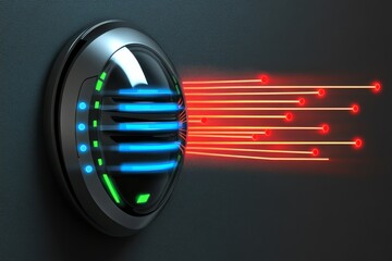 Futuristic Technology Interface: Data Transmission and Network Visualization