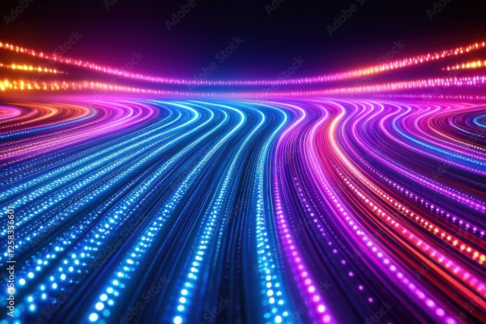 Poster abstract technology background with neon light trails, creating a futuristic and vibrant visual expe
