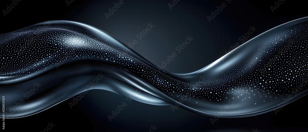 Aufkleber elegant dark metallic wave with sparkling light points abstract background design