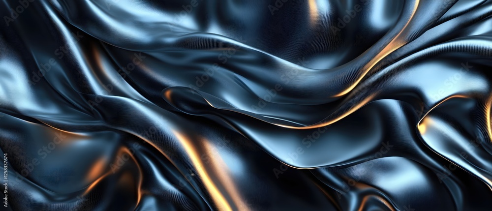 Poster abstract metallic texture with dynamic waves and golden highlights for modern backgrounds