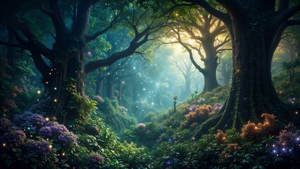 Beautiful landscape overlooking the magical forest