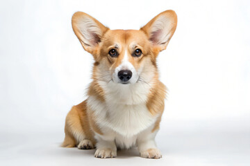 Adorable Corgi Dog Sitting and Smiling Isolated On a White Background