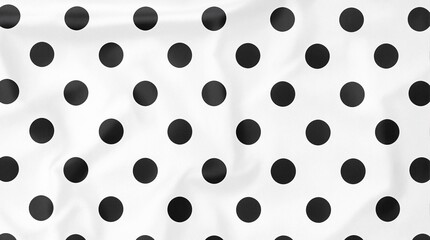 white fabric with bold black retro polka dots, playful and vintage design perfect for cheerful and nostalgic background applications