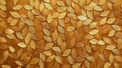 Textured Gold Leaf Pattern on a Warm Golden Background