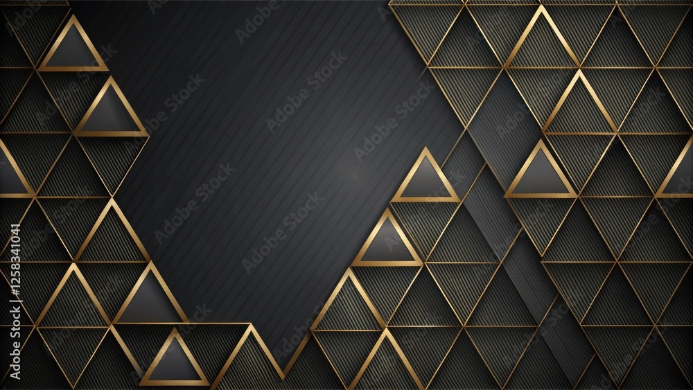Aufkleber abstract geometric black and gold triangular pattern background