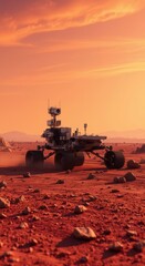 Mars Rover Exploration at Sunset