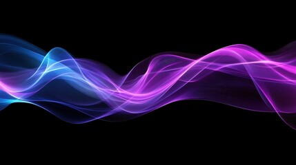 Abstract gradient ribbon waves flowing on dark background