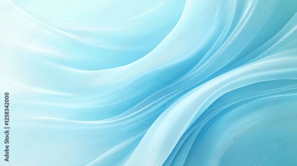 Poster a serene abstract background featuring flowing light blues, creating a tranquil visual landscape per