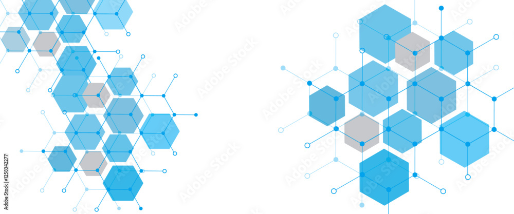 Poster vector hexagons pattern geometric abstract technology on a white background.