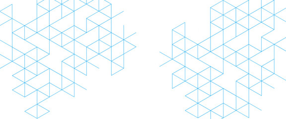 Vector abstract minimalist blue triangles technology pattern blue geometric background. 