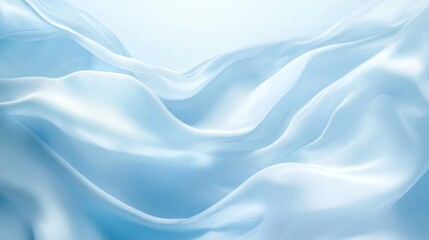 Obraz premium A serene and elegant portrayal of soft, flowing satin fabric in shades of light blue, evoking a tranquil and calming atmosphere perfect for design.