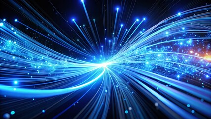 Fototapeta premium Abstract Blue Light Trails, 4K Looped Animation, Glowing Lines, Digital Art, Motion Graphics