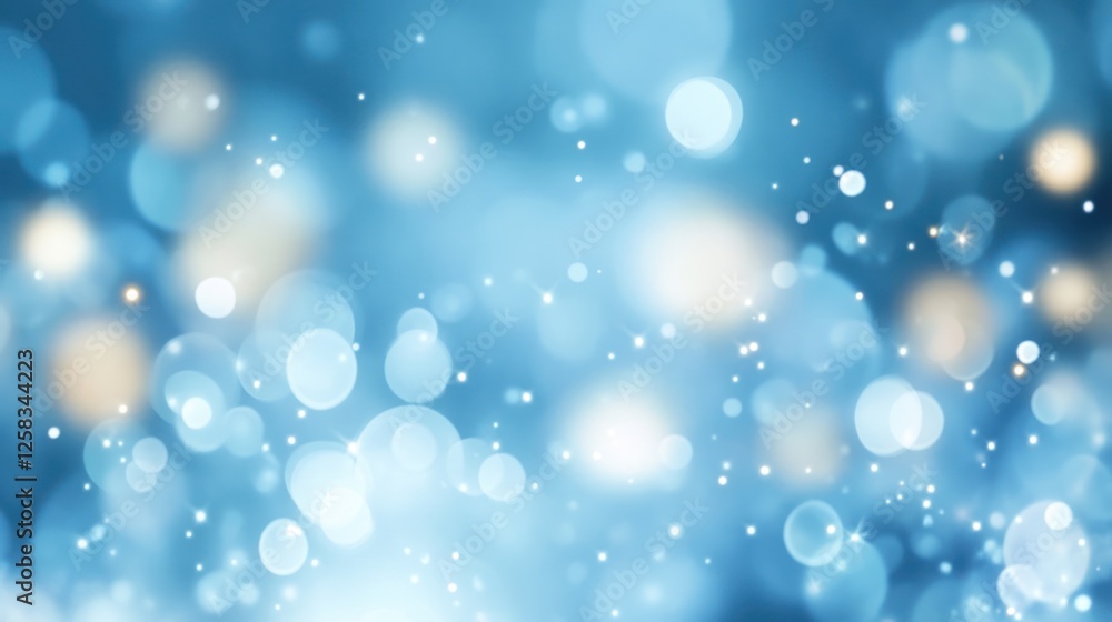 Poster a serene background featuring soft blue bokeh lights, creating a dreamy atmosphere perfect for desig