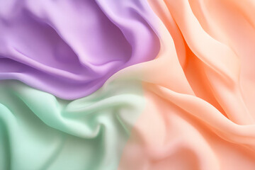 Obraz premium A smooth gradient of peach, lavender, and mint green in a dreamy abstract background with soft transitions and flowing textures. Perfect for fashion, beauty, or lifestyle themes.