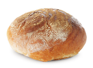 Whole loaf of freshly baked bread isolated on white