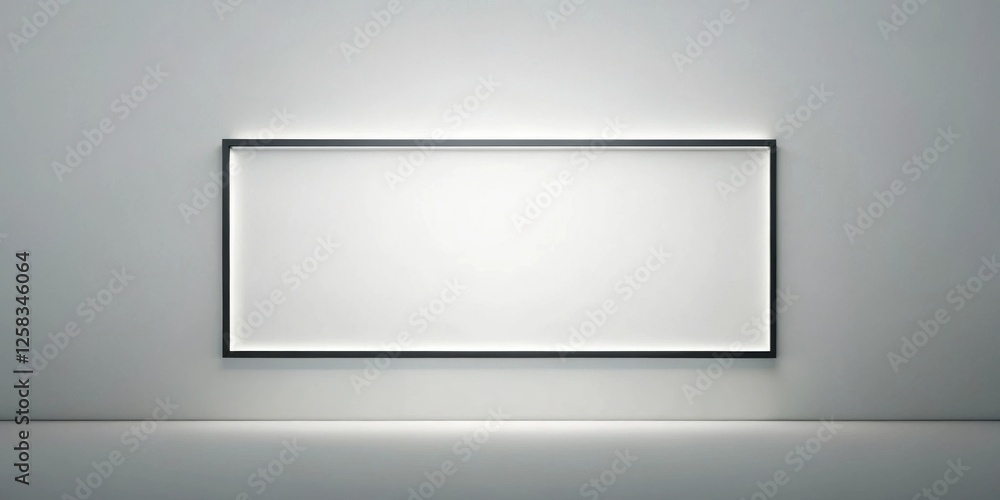 Aufkleber illuminated rectangular frame on a white wall, ideal for modern interior design and clean minimalist