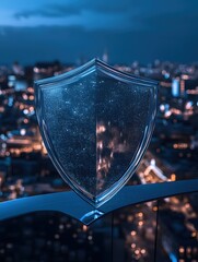 Modern Shield Against Cityscape Security Concept Data Protection Cyber Safety and Technology