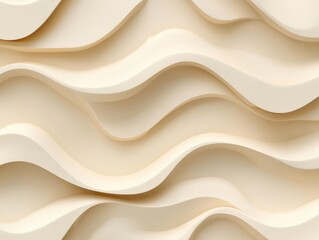 Obraz premium Abstract 3D Cream Waves Pattern Seamless Flowing Layers Artistic Backdrop Design Modern Elegant Surface