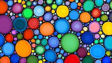 Colorful Abstract Circles on Dark Background in Vivid Design