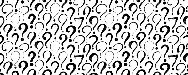 Crayon drawn doodle question marks. Collection of various question marks with speech bubbles.