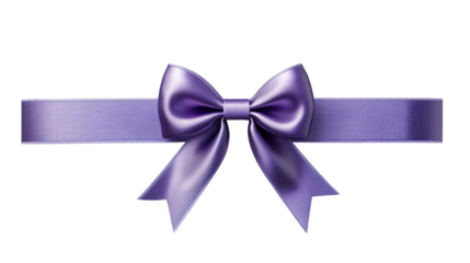 Purple bow and ribbon on transparent background decorating a gift